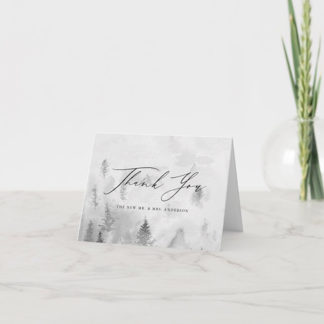 Cartão De Agradecimento Casamento da Floresta de Inverno das Cinzas Elegan (Frente)