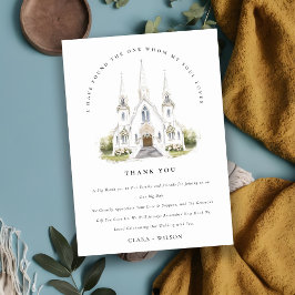 Cartão De Agradecimento Casamento da Igreja Católica Simples Elegante
