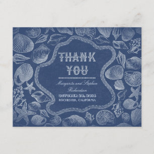 Cartão De Agradecimento casamento da praia azul, obrigado cartas