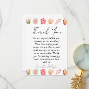 Cartão De Agradecimento casamento da praia tropical moderna obrigado carta