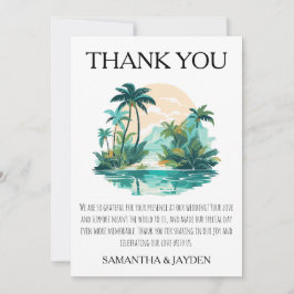 Cartão De Agradecimento casamento da praia tropical moderna obrigado carta