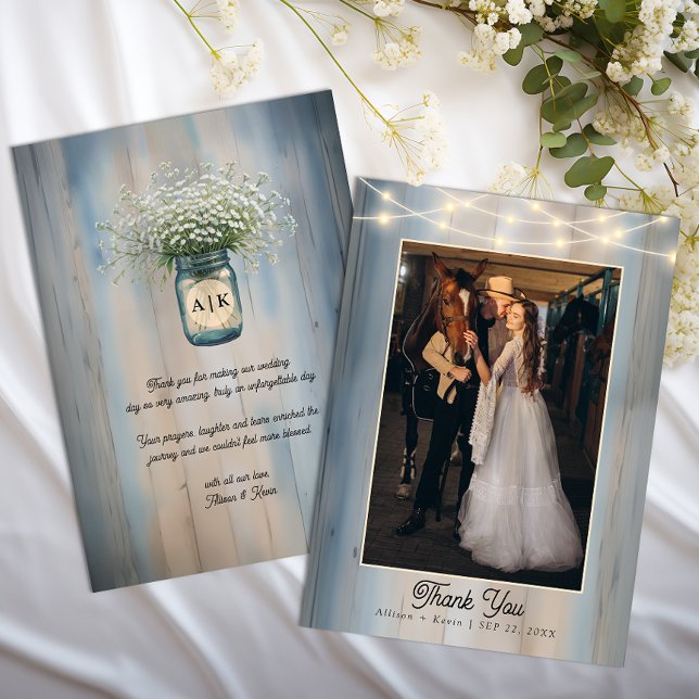 Cartão De Agradecimento Casamento da Rústica Bebê Ruptura Muito Obrigado (Country Wedding Thank You Card)