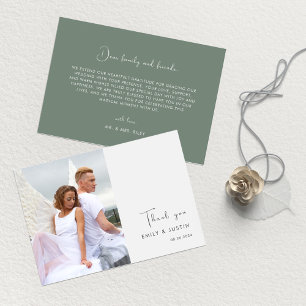 Cartão De Agradecimento Casamento das Flores Brancas Modernas de Aquarela