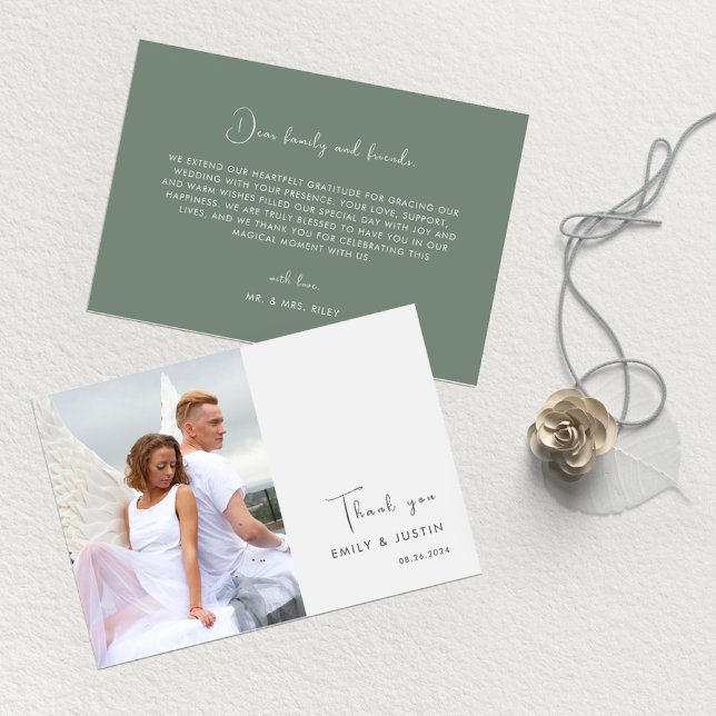 Cartão De Agradecimento Casamento das Flores Brancas Modernas de Aquarela (Criador carregado)