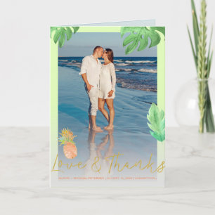 Cartão De Agradecimento Casamento de abacaxi tropical pêssego obrigado fot