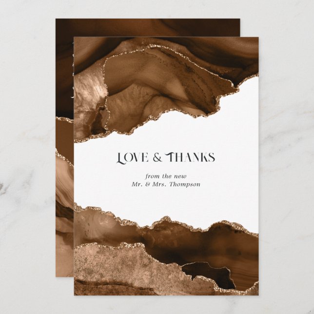 Cartão De Agradecimento Casamento de Agata Dourada do Deserto (Frente/Verso)