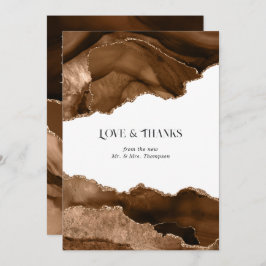 Cartão De Agradecimento Casamento de Agata Dourada do Deserto