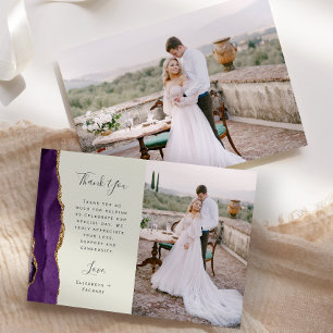 Cartão De Agradecimento Casamento de Ágata Roxa Dourado Marfim Foto