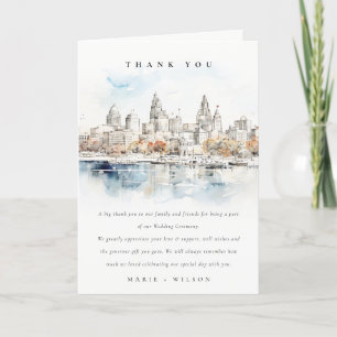 Cartão De Agradecimento Casamento de Aquarela de Kansas City Missouri
