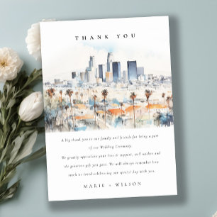 Cartão De Agradecimento Casamento de Aquarela de Los Angeles, Califórnia