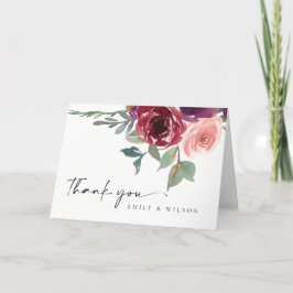Cartão De Agradecimento CASAMENTO DE Aquarela Floral Rosa Blush Marsala Ve