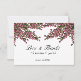 Cartão De Agradecimento Casamento de Aquarela Floral Rosa Elegante