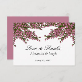 Cartão De Agradecimento Casamento de Aquarela Floral Rosa Elegante