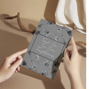 Cartão De Agradecimento Casamento de Aquarelas Florais de Cinzas Moles