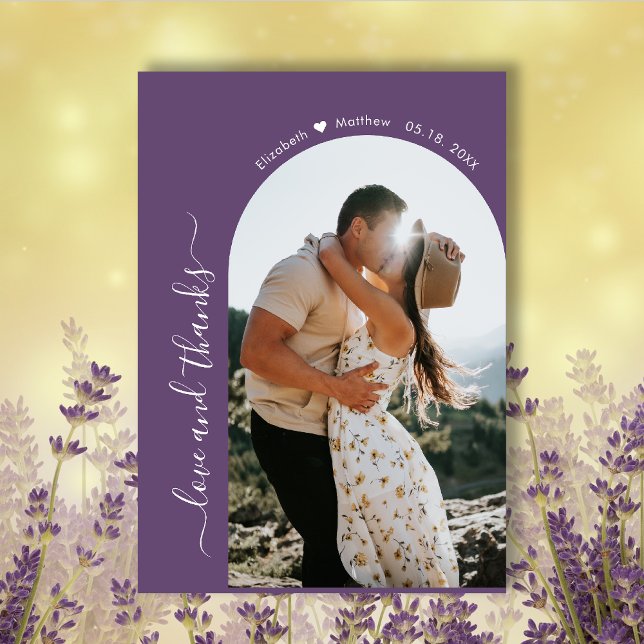 Cartão De Agradecimento Casamento de Arch Fotográfico Mauve 2 em Obrigados (Criador carregado)