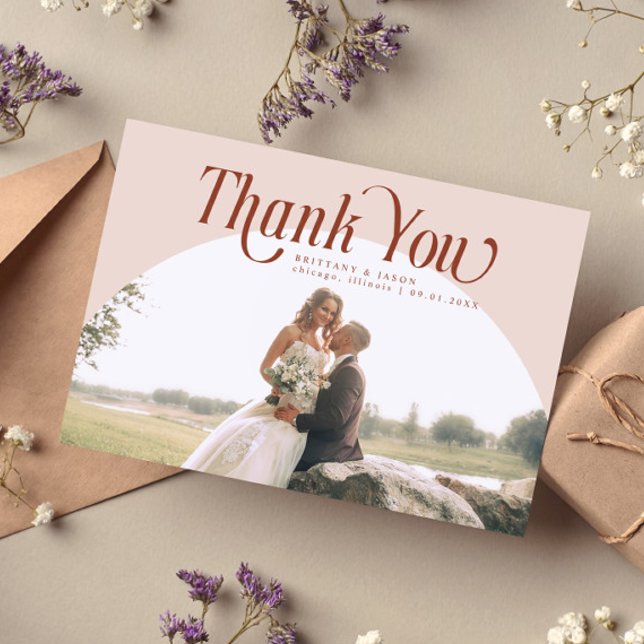 Cartão De Agradecimento Casamento de Arch Rosa Obrigado (Criador carregado)