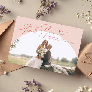 Cartão De Agradecimento Casamento de Arch Rosa Obrigado Script