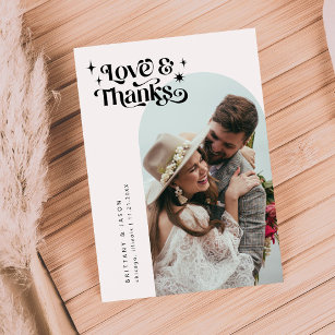 Cartão De Agradecimento Casamento de Arco Branco com Obrigados e Amor Retr