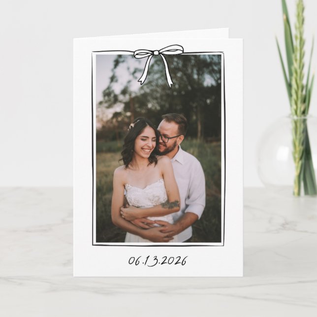 Cartão De Agradecimento Casamento de Arco com manuscrito branco (Frente)