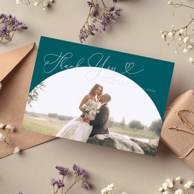 Cartão De Agradecimento Casamento de Arco Verde Obrigado Script (Criador carregado)