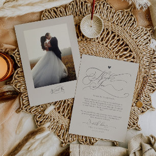 Cartão De Agradecimento Casamento de Areia com Tipografia de Script Elegan