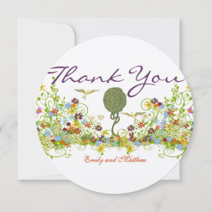 Cartão De Agradecimento Casamento de Árvore Art Nouveau