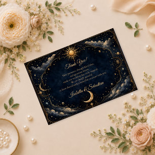 Cartão De Agradecimento Casamento de Astrologia Vintage Celestial