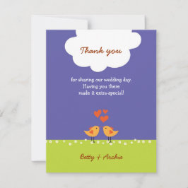 Cartão De Agradecimento Casamento De Belas Pássaros Com Amor (Noite)