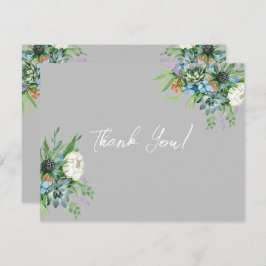Cartão De Agradecimento Casamento de Boho com Buquê Floral Suculente de Wa