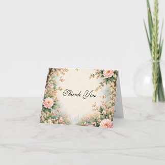 Cartão De Agradecimento Casamento de Borboleta de Flor Silvestre do Jardim