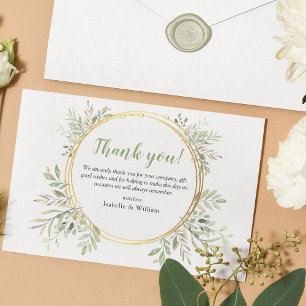 Cartão De Agradecimento Casamento de Botânica Elegante Verde