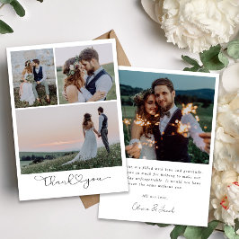 Cartão De Agradecimento Casamento de Caligrafia de Foto Minimalista