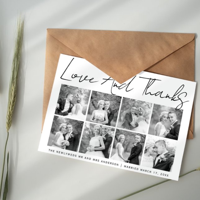 Cartão De Agradecimento Casamento de caligrafia de script Obrigado Colagem (Criador carregado)