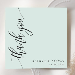 Cartão De Agradecimento Casamento de Caligrafia em Pastel Verde