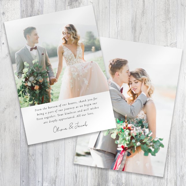 Cartão De Agradecimento Casamento de Caligrafia Moderno Minimalista (Criador carregado)