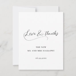 Cartão De Agradecimento Casamento de caligrafia romântica