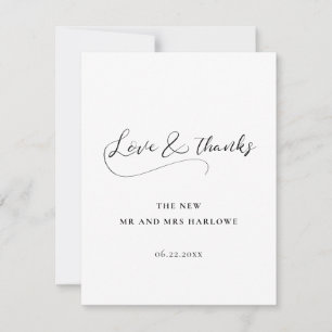 Cartão De Agradecimento Casamento de caligrafia romântica
