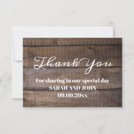 Cartão De Agradecimento Casamento de Caligrafia Rustic Wood