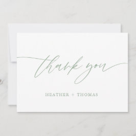 Cartão De Agradecimento Casamento de Caligrafia Verde Rustic Sage