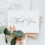 Cartão De Agradecimento Casamento de Caligrafia Whimsical Negra<br><div class="desc">Envie obrigados com este cartão de casamento personalizável. Apresenta caligrafia caprichosa e tipografia clássica. Personalize adicionando seus detalhes. Este elegante cartões de agradecimentos de casamento também será perfeito como uma papelaria de casal e muito mais.</div>
