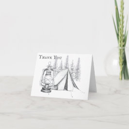 Cartão De Agradecimento Casamento de Campos de Tent, Lanterna e Woodland