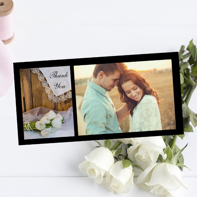 Cartão De Agradecimento Casamento de Casal de Casarão de Tulipas Brancas R (Criador carregado)