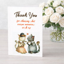 Casamento de Casal de Gatos Fofos Obrigado