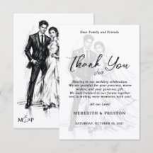 Casamento de Casal Esboço de Carvão de Moda Modern