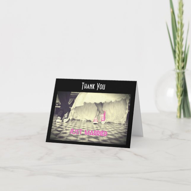 Cartão De Agradecimento Casamento de casal no estilo retrô de lanchonete A (Frente)