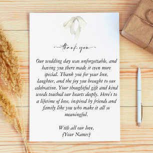 Cartão De Agradecimento Casamento de Casando Branco Elegante