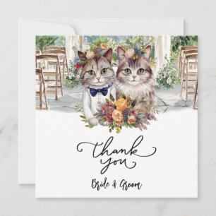 Cartão De Agradecimento Casamento de Cat com Noiva e Noiva