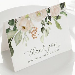 Cartão De Agradecimento Casamento de Chás de panela das Flores Brancas Ele