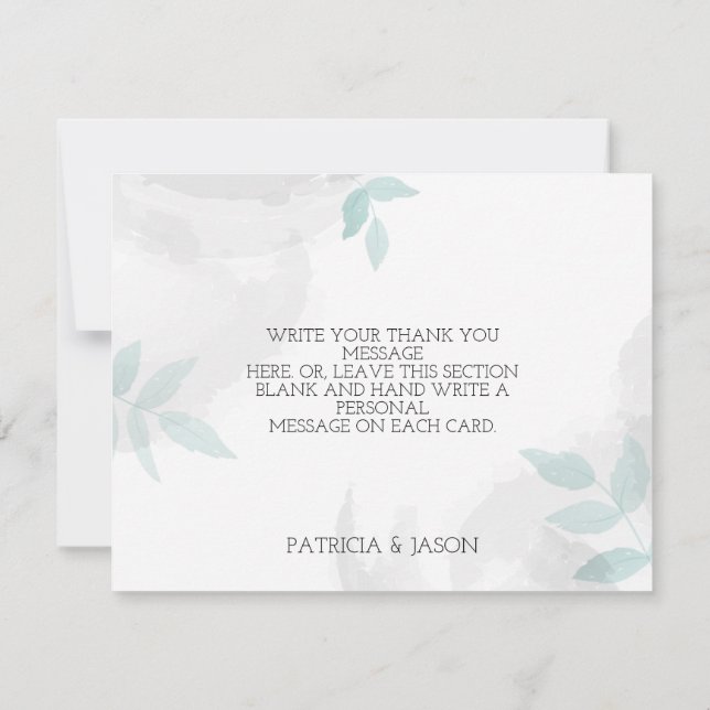 Cartão De Agradecimento Casamento de cinzas e hortelã (Verso)