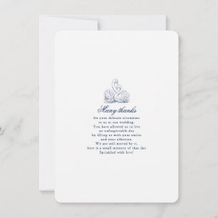 Cartão De Agradecimento Casamento de Cisnes de Amor Desenhados Minimalista